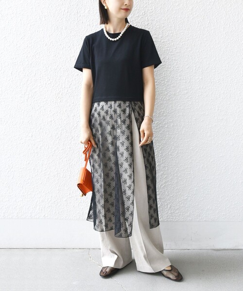 SHIPS(シップス)の「【WEB限定】ラッセル レース ドッキング TEE(Tシャツ/カットソー・レディース・ブラック/オフホワイト・ONE SIZE)」の16枚目の写真