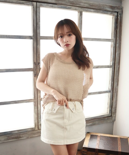 CECIL McBEE(セシルマクビー)の「接触冷感ウォッシャブルサイドドロストニットトップス(ニット/セーター・レディース・ベージュ/チャコールグレー/カーキ/ブラック・MEDIUM)」の3枚目の写真