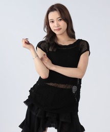 接触冷感ウォッシャブルサイドドロストニットトップス