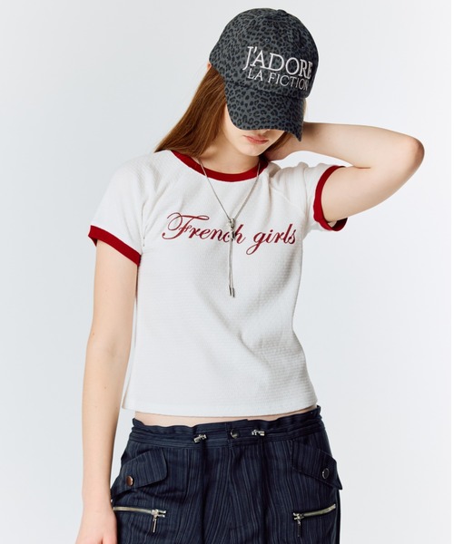 LARTIGENT(ラーティゼン)の「L15 RINGER T-SHIRT(Tシャツ/カットソー・レディース・ホワイト/スカイブルー/チャコール・FREE)」の2枚目の写真