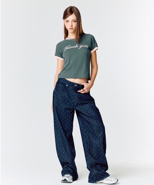LARTIGENT(ラーティゼン)の「L15 RINGER T-SHIRT(Tシャツ/カットソー・レディース・ホワイト/スカイブルー/チャコール・FREE)」の4枚目の写真