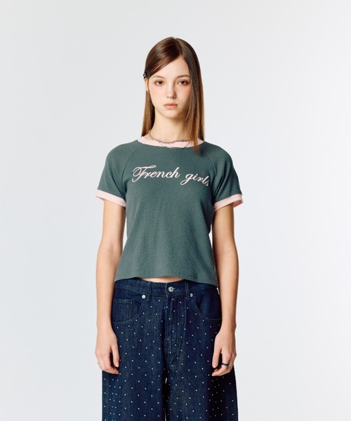 LARTIGENT(ラーティゼン)の「L15 RINGER T-SHIRT(Tシャツ/カットソー・レディース・ホワイト/スカイブルー/チャコール・FREE)」の7枚目の写真