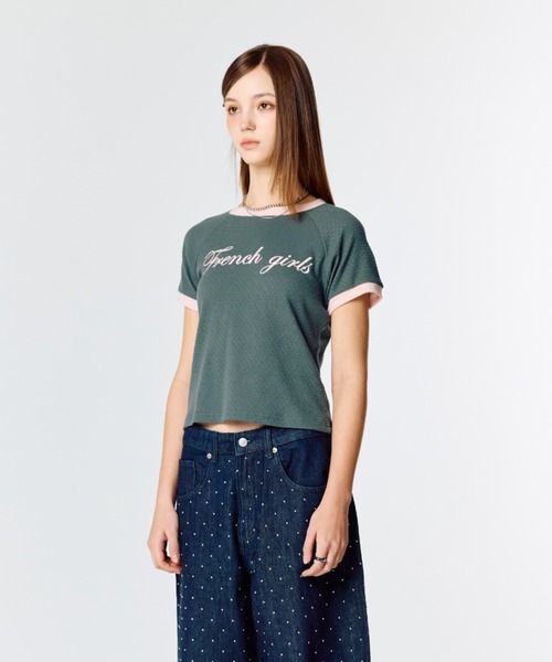 LARTIGENT(ラーティゼン)の「L15 RINGER T-SHIRT(Tシャツ/カットソー・レディース・ホワイト/スカイブルー/チャコール・FREE)」の8枚目の写真