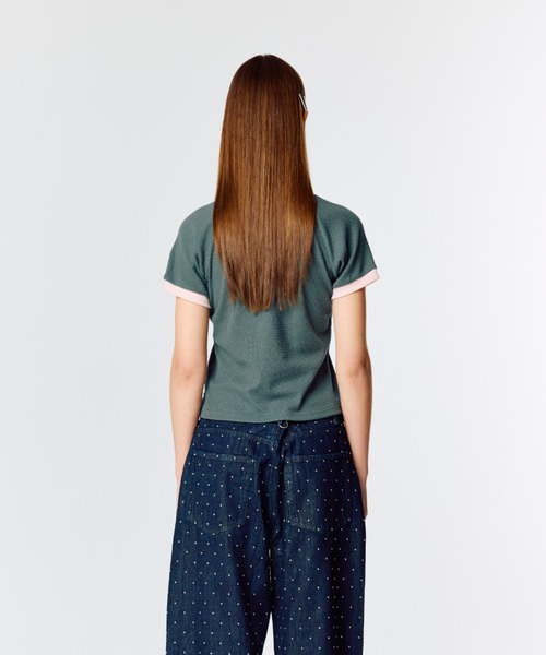 LARTIGENT(ラーティゼン)の「L15 RINGER T-SHIRT(Tシャツ/カットソー・レディース・ホワイト/スカイブルー/チャコール・FREE)」の9枚目の写真