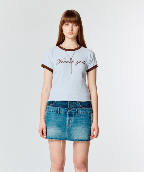 LARTIGENT(ラーティゼン)の「L15 RINGER T-SHIRT(Tシャツ/カットソー・レディース・ホワイト/スカイブルー/チャコール・FREE)」の13枚目の写真