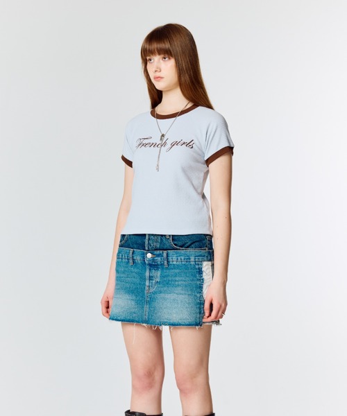 LARTIGENT(ラーティゼン)の「L15 RINGER T-SHIRT(Tシャツ/カットソー・レディース・ホワイト/スカイブルー/チャコール・FREE)」の14枚目の写真
