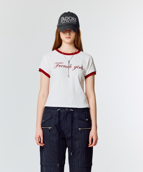 LARTIGENT(ラーティゼン)の「L15 RINGER T-SHIRT(Tシャツ/カットソー・レディース・ホワイト/スカイブルー/チャコール・FREE)」の10枚目の写真