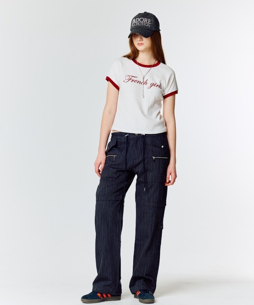 LARTIGENT(ラーティゼン)の「L15 RINGER T-SHIRT(Tシャツ/カットソー・レディース・ホワイト/スカイブルー/チャコール・FREE)」の5枚目の写真