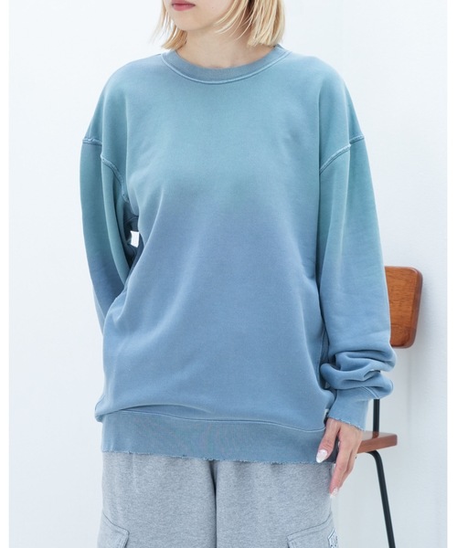 BANKS（バンクス）の「CREW /BANKS JOURNALバンクスジャーナルクルーネック古着風無地ウェット（スウェット・メンズ・ブルー/オートミール/ダークオレンジ・LARGE/MEDIUM/X-LARGE）」の2枚目の写真