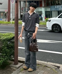 Chikashitsu + | 【Chikashitsu＋】stream line boots cut denim pants / 【チカシツプラス】ブーツカットデニムパンツ(デニムパンツ)