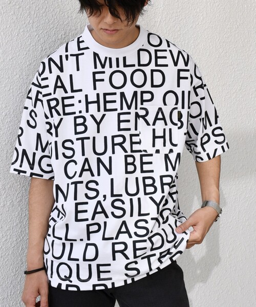 PHATEE(ファッティー)の「【SHIPS any別注】Phatee: オーガニックコットン パターン プリント スピンドル ポケット Tシャツ◇(Tシャツ/カットソー・メンズ・ストーン/ホワイト系/ホワイト・SMALL/MEDIUM/LARGE)」の1枚目の写真
