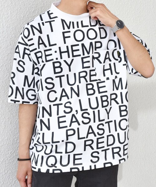 PHATEE(ファッティー)の「【SHIPS any別注】Phatee: オーガニックコットン パターン プリント スピンドル ポケット Tシャツ◇(Tシャツ/カットソー・メンズ・ストーン/ホワイト系/ホワイト・SMALL/MEDIUM/LARGE)」の6枚目の写真