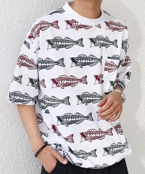 PHATEE(ファッティー)の「【SHIPS any別注】Phatee: オーガニックコットン パターン プリント スピンドル ポケット Tシャツ◇(Tシャツ/カットソー・メンズ・ストーン/ホワイト系/ホワイト・SMALL/MEDIUM/LARGE)」の16枚目の写真