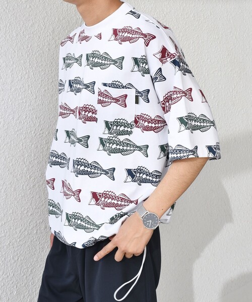 PHATEE(ファッティー)の「【SHIPS any別注】Phatee: オーガニックコットン パターン プリント スピンドル ポケット Tシャツ◇(Tシャツ/カットソー・メンズ・ストーン/ホワイト系/ホワイト・SMALL/MEDIUM/LARGE)」の17枚目の写真