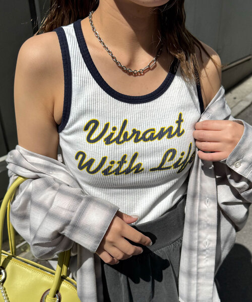 CIAOPANIC(チャオパニック)の「配色リブロゴタンクトップ(キャミソール・レディース・ホワイト/アイボリー/チャコールグレー・ONE SIZE)」の8枚目の写真