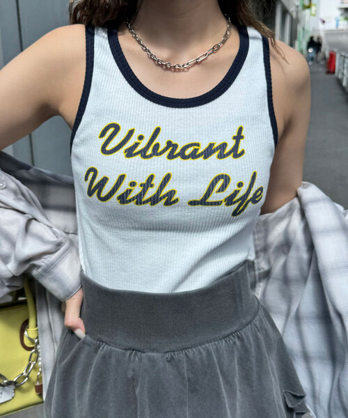 CIAOPANIC(チャオパニック)の「配色リブロゴタンクトップ(キャミソール・レディース・ホワイト/アイボリー/チャコールグレー・ONE SIZE)」の9枚目の写真