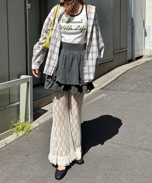 CIAOPANIC(チャオパニック)の「配色リブロゴタンクトップ(キャミソール・レディース・ホワイト/アイボリー/チャコールグレー・ONE SIZE)」の11枚目の写真