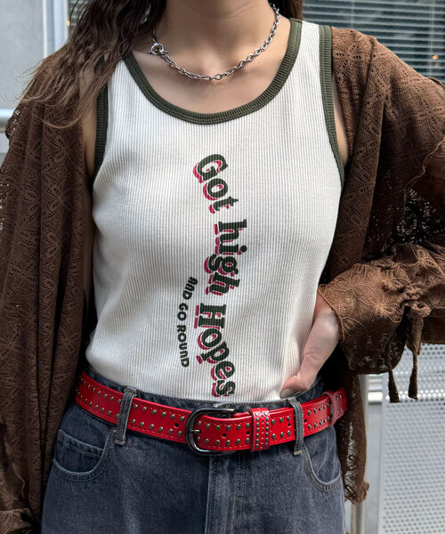 CIAOPANIC(チャオパニック)の「配色リブロゴタンクトップ(キャミソール・レディース・ホワイト/アイボリー/チャコールグレー・ONE SIZE)」の15枚目の写真