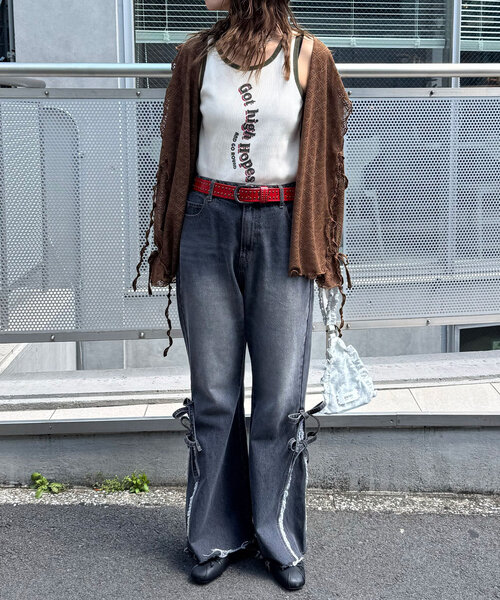 CIAOPANIC(チャオパニック)の「配色リブロゴタンクトップ(キャミソール・レディース・ホワイト/アイボリー/チャコールグレー・ONE SIZE)」の4枚目の写真