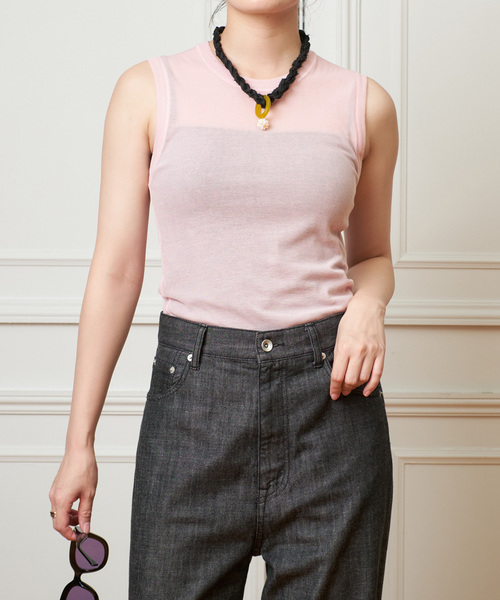 IENA LA BOUCLE(イエナラブークル)の「《追加》IENA LA BOUCLE 水撚りガスフライスノースリーブ(Tシャツ/カットソー・レディース・ホワイト/ブラウン/ピンク/ブラック・FREE)」の4枚目の写真