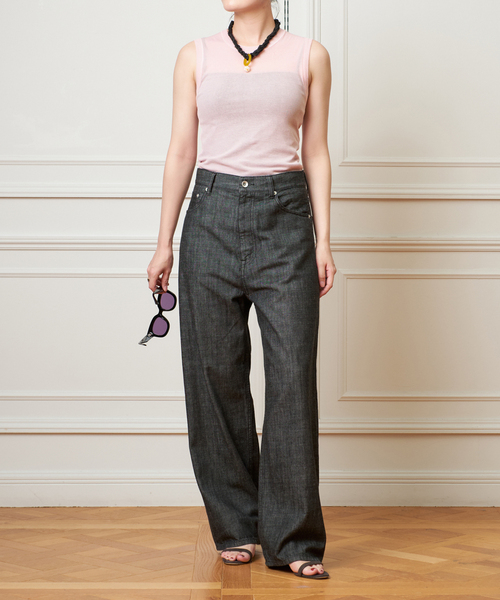 IENA la boucle ノースリーブ ブラウス 追加》IENA LA BOUCLE 水撚りガスフライスノースリーブ（Tシャツ