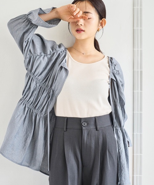 mil(ミル)の「ハイウエスト センタープレスパンツ(その他パンツ・レディース・チャコールグレー/ライトベージュ/グレイッシュベージュ・S-Short/M-Short/S-Regular)」の8枚目の写真
