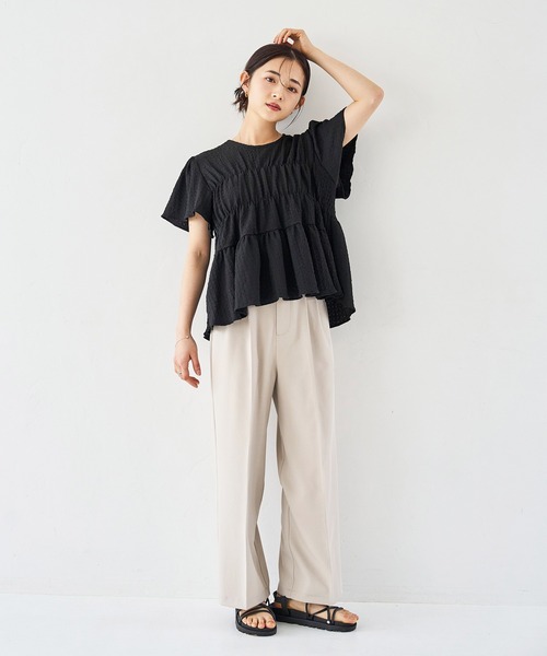mil(ミル)の「ハイウエスト センタープレスパンツ(その他パンツ・レディース・チャコールグレー/ライトベージュ/グレイッシュベージュ・S-Short/M-Short/S-Regular)」の14枚目の写真