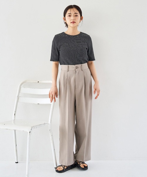 mil(ミル)の「ハイウエスト センタープレスパンツ(その他パンツ・レディース・チャコールグレー/ライトベージュ/グレイッシュベージュ・S-Short/M-Short/S-Regular)」の15枚目の写真