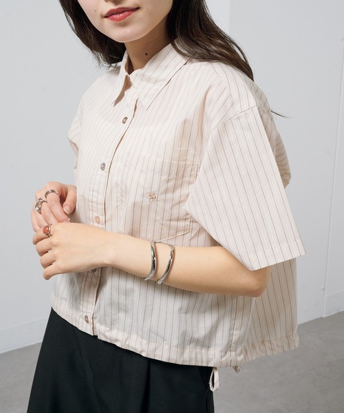 POLO BCS(ポロ ビーシーエス)の「【POLO BCS】Pony embroidery striped shirts / ワンポイントロゴ ポニー刺繍ストライプシャツ(シャツ/ブラウス・レディース・ホワイト/ベージュ/ブルー・FREE)」の12枚目の写真