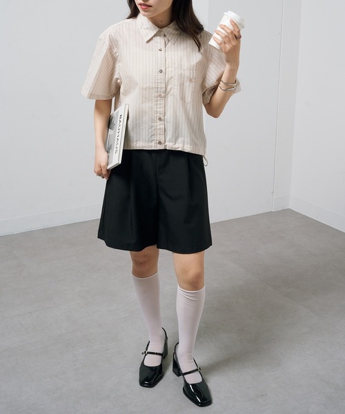 POLO BCS(ポロ ビーシーエス)の「【POLO BCS】Pony embroidery striped shirts / ワンポイントロゴ ポニー刺繍ストライプシャツ(シャツ/ブラウス・レディース・ホワイト/ベージュ/ブルー・FREE)」の16枚目の写真
