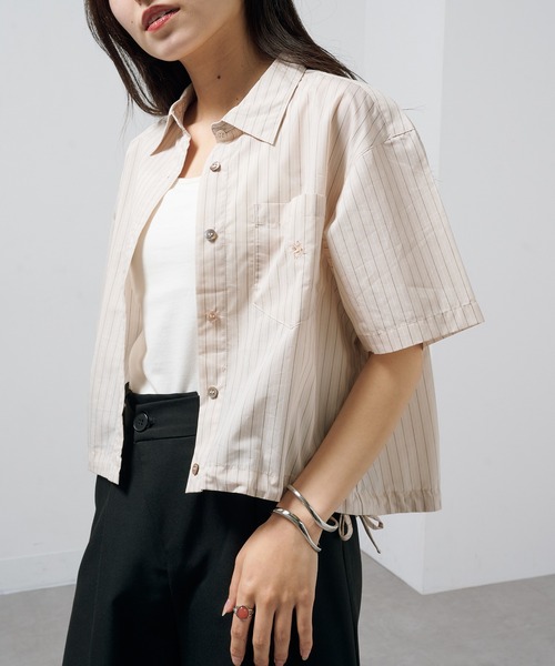 POLO BCS(ポロ ビーシーエス)の「【POLO BCS】Pony embroidery striped shirts / ワンポイントロゴ ポニー刺繍ストライプシャツ(シャツ/ブラウス・レディース・ホワイト/ベージュ/ブルー・FREE)」の11枚目の写真
