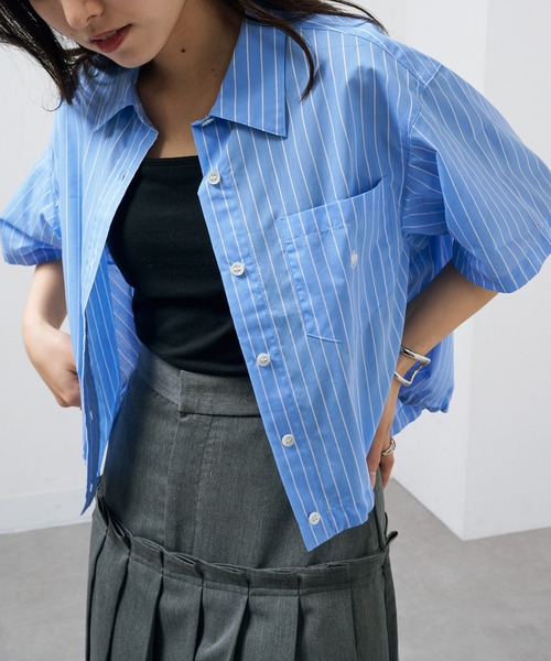 POLO BCS(ポロ ビーシーエス)の「【POLO BCS】Pony embroidery striped shirts / ワンポイントロゴ ポニー刺繍ストライプシャツ(シャツ/ブラウス・レディース・ホワイト/ベージュ/ブルー・FREE)」の20枚目の写真