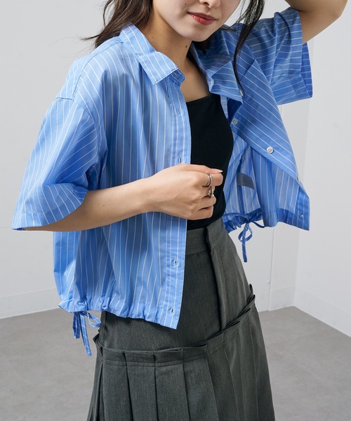 POLO BCS(ポロ ビーシーエス)の「【POLO BCS】Pony embroidery striped shirts / ワンポイントロゴ ポニー刺繍ストライプシャツ(シャツ/ブラウス・レディース・ホワイト/ベージュ/ブルー・FREE)」の21枚目の写真
