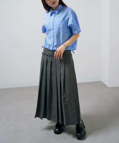 POLO BCS(ポロ ビーシーエス)の「【POLO BCS】Pony embroidery striped shirts / ワンポイントロゴ ポニー刺繍ストライプシャツ(シャツ/ブラウス・レディース・ホワイト/ベージュ/ブルー・FREE)」の22枚目の写真
