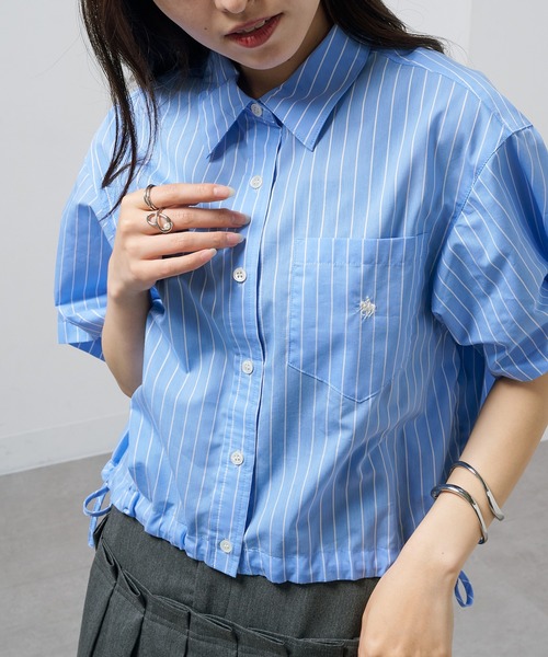POLO BCS(ポロ ビーシーエス)の「【POLO BCS】Pony embroidery striped shirts / ワンポイントロゴ ポニー刺繍ストライプシャツ(シャツ/ブラウス・レディース・ホワイト/ベージュ/ブルー・FREE)」の22枚目の写真