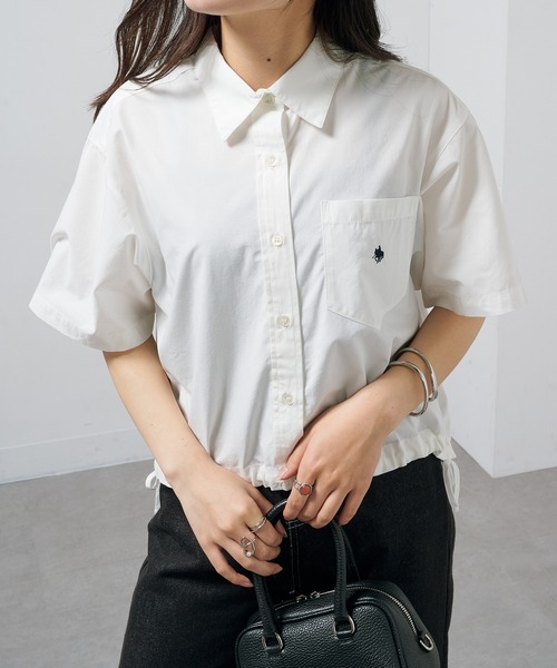 POLO BCS(ポロ ビーシーエス)の「【POLO BCS】Pony embroidery striped shirts / ワンポイントロゴ ポニー刺繍ストライプシャツ(シャツ/ブラウス・レディース・ホワイト/ベージュ/ブルー・FREE)」の7枚目の写真
