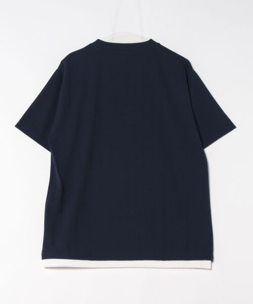 m.f.editorial(エムエフエディトリアル)の「【ストレッチ】m.f.エディトリアル メンズ ストライプ ジャガード クルーネック 半袖 Tシャツ(Tシャツ/カットソー・メンズ・ネイビー/アイボリー/ベージュ・MEDIUM/LARGE/X-LARGE)」の4枚目の写真