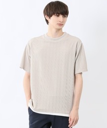 【ストレッチ】m.f.エディトリアル メンズ ストライプ ジャガード クルーネック 半袖 Tシャツ