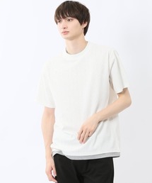 m.f.editorial | 【ストレッチ】m.f.エディトリアル メンズ ストライプ ジャガード クルーネック 半袖 Tシャツ(Tシャツ/カットソー)