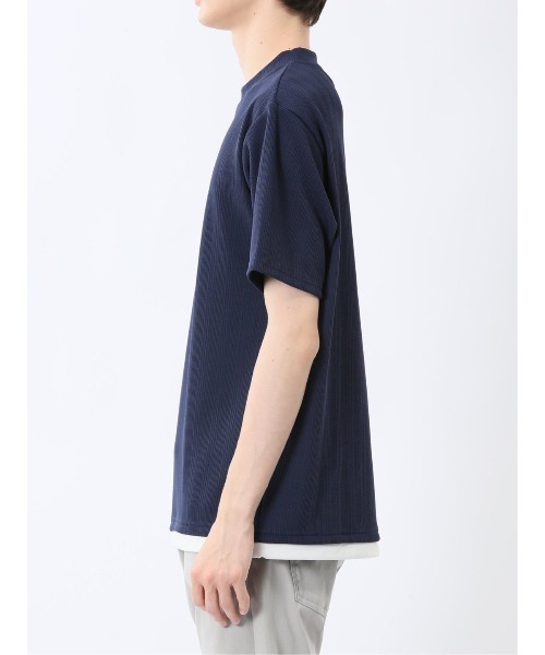 m.f.editorial(エムエフエディトリアル)の「【ストレッチ】m.f.エディトリアル メンズ ストライプ ジャガード クルーネック 半袖 Tシャツ(Tシャツ/カットソー・メンズ・ネイビー/アイボリー/ベージュ・MEDIUM/LARGE/X-LARGE)」の7枚目の写真