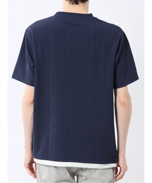m.f.editorial(エムエフエディトリアル)の「【ストレッチ】m.f.エディトリアル メンズ ストライプ ジャガード クルーネック 半袖 Tシャツ(Tシャツ/カットソー・メンズ・ネイビー/アイボリー/ベージュ・MEDIUM/LARGE/X-LARGE)」の8枚目の写真