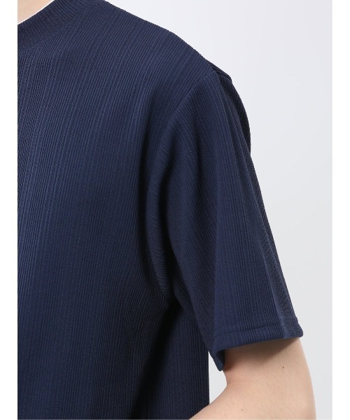 m.f.editorial(エムエフエディトリアル)の「【ストレッチ】m.f.エディトリアル メンズ ストライプ ジャガード クルーネック 半袖 Tシャツ(Tシャツ/カットソー・メンズ・ネイビー/アイボリー/ベージュ・MEDIUM/LARGE/X-LARGE)」の10枚目の写真