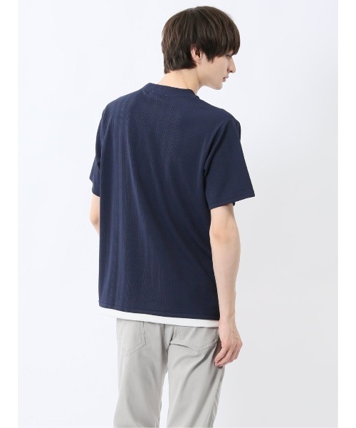 m.f.editorial(エムエフエディトリアル)の「【ストレッチ】m.f.エディトリアル メンズ ストライプ ジャガード クルーネック 半袖 Tシャツ(Tシャツ/カットソー・メンズ・ネイビー/アイボリー/ベージュ・MEDIUM/LARGE/X-LARGE)」の12枚目の写真