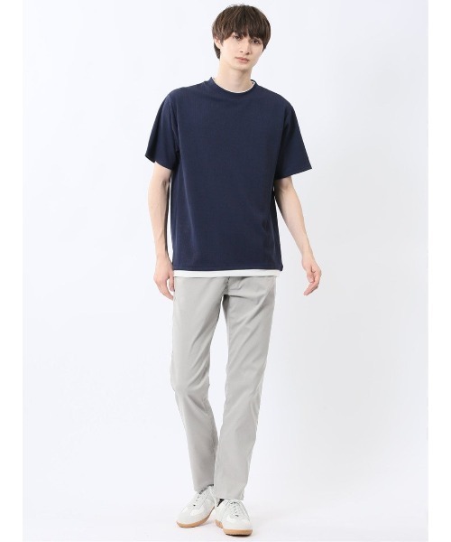 m.f.editorial(エムエフエディトリアル)の「【ストレッチ】m.f.エディトリアル メンズ ストライプ ジャガード クルーネック 半袖 Tシャツ(Tシャツ/カットソー・メンズ・ネイビー/アイボリー/ベージュ・MEDIUM/LARGE/X-LARGE)」の14枚目の写真