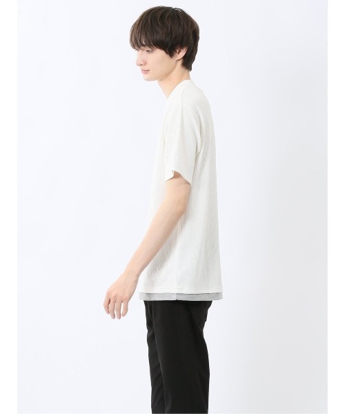 m.f.editorial(エムエフエディトリアル)の「【ストレッチ】m.f.エディトリアル メンズ ストライプ ジャガード クルーネック 半袖 Tシャツ(Tシャツ/カットソー・メンズ・ネイビー/アイボリー/ベージュ・MEDIUM/LARGE/X-LARGE)」の21枚目の写真