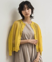 透かし柄編みニットカーディガン≪手洗い可能≫