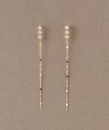 【K10】天然石ペタルチェーンピアス/モテピアス/オパール<動画あり>