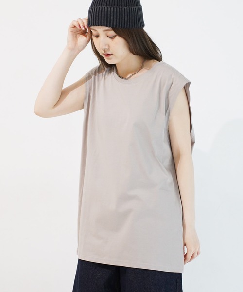 En serio TOKYO(エンソリオトーキョー)の「ベーシックノースリーブカットソー(Tシャツ/カットソー・メンズ・オフホワイト/グレー/ブラック/ベージュ・MEDIUM/LARGE/X-LARGE)」の4枚目の写真