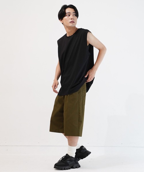 En serio TOKYO(エンソリオトーキョー)の「ベーシックノースリーブカットソー(Tシャツ/カットソー・メンズ・オフホワイト/グレー/ブラック/ベージュ・MEDIUM/LARGE/X-LARGE)」の8枚目の写真