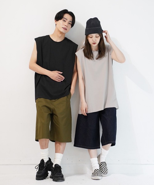 セール】ベーシックノースリーブカットソー（Tシャツ/カットソー
